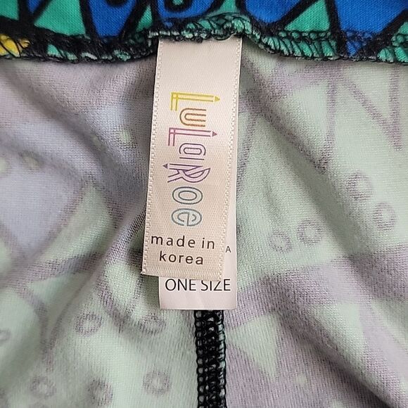 LulaRoe leggings abstract print - blue & green Women's Size XS - Picture 6 of 10